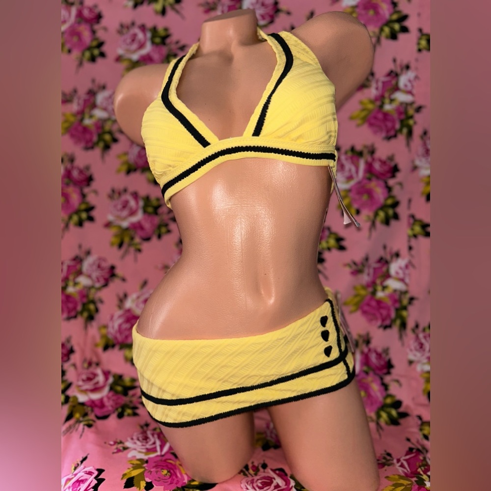 Betsey Johnson Yellow and Black Bikini